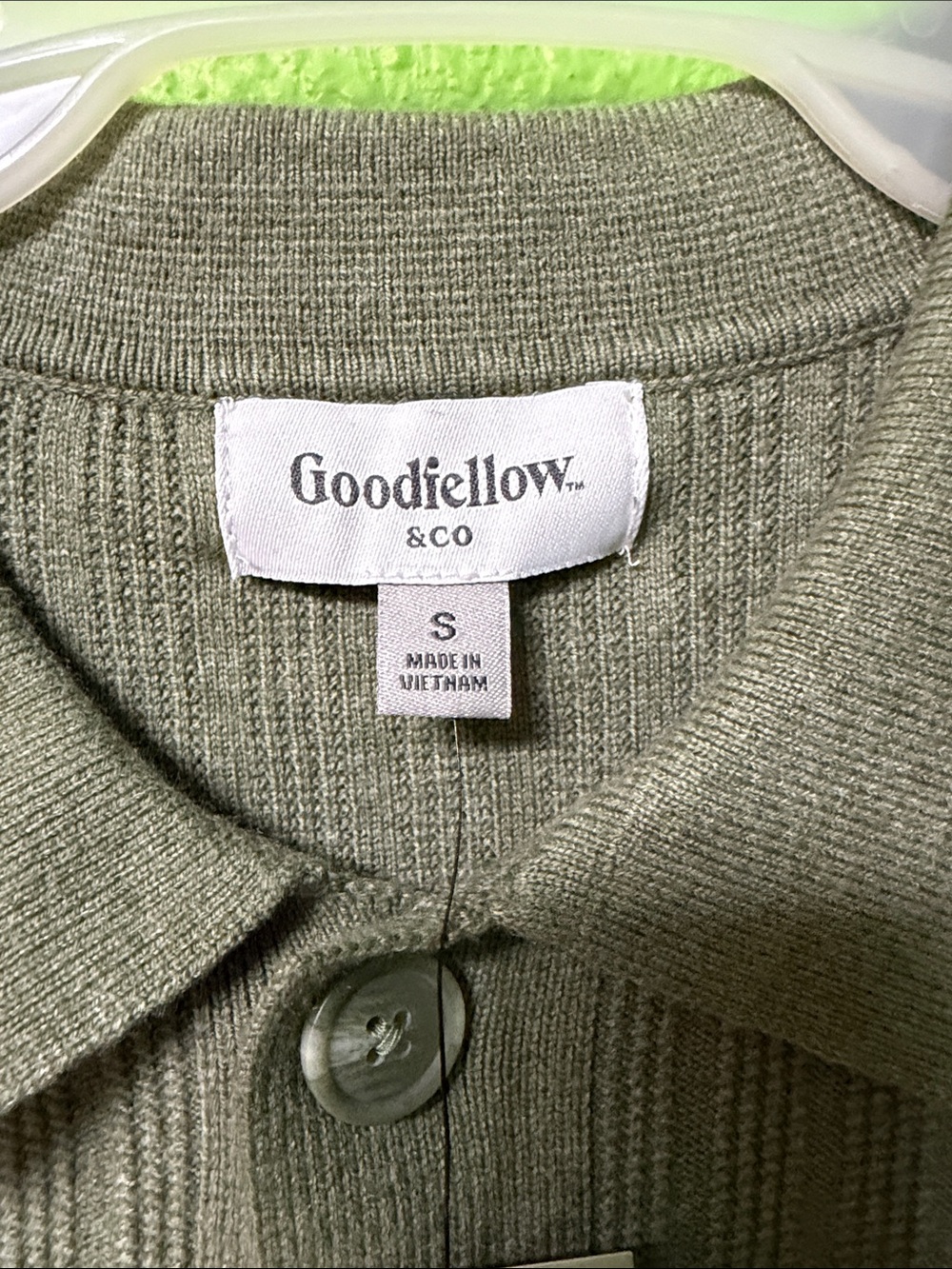 Goodfellow & Co Olive Ribbed Button-Front Cardigan - Picture 2 of 4